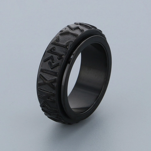 Anello Spinner Rune Vichinghe Nordiche In Acciaio Inossidabile Ruotabile Antistress Gioielli Punk Retrò Per Uomini