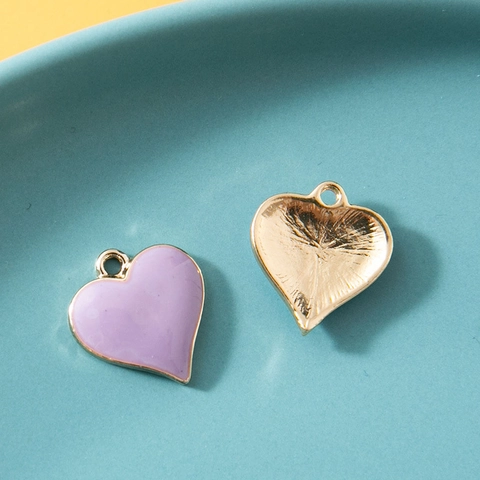Colorful Heart Charms Enamel Alloy Pendants For DIY Jewelry Making Necklace Bracelet Accessory Cartoon Style Romantic Gift