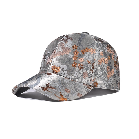 Vintage Chinese Style Baseball Cap Jacquard Brocade Floral Bird Pattern Outdoor Sun Protection Adjustable Hat Unisex
