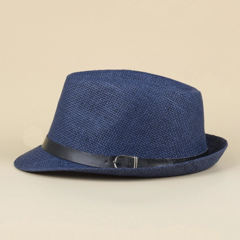 Vintage Braided Paper Straw Fedora Hat With Faux Leather Belt Decor For Men Women Summer Breathable Panama Beach Sun Hat