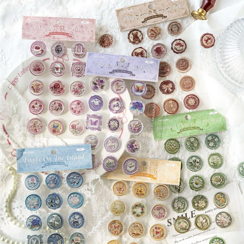 3D Embossed Wax Seal Stickers Retro Vintage Resin DIY Scrapbooking Journaling Decoration Labels