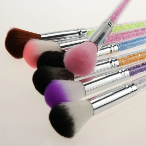 Einzelner Rougepinsel Make-up-Tool Mit Transparentem Mit Strass Gefülltem Griff Nylonborsten Tragbarer Nagelstaubpinsel