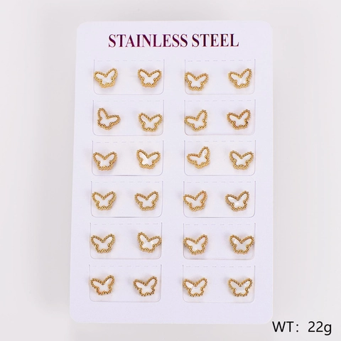 Butterfly Stud Earrings 304 Stainless Steel With Inlaid Shell 18K Gold Plated Elegant Hypoallergenic Fashion Jewelry