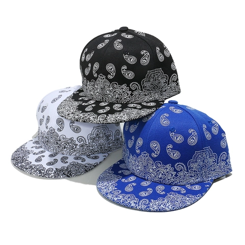Cappello Da Baseball Con Stampa Paisley Visiera Piatta Snapback Stile Hip Hop Acrilico Cappello Regolabile Unisex