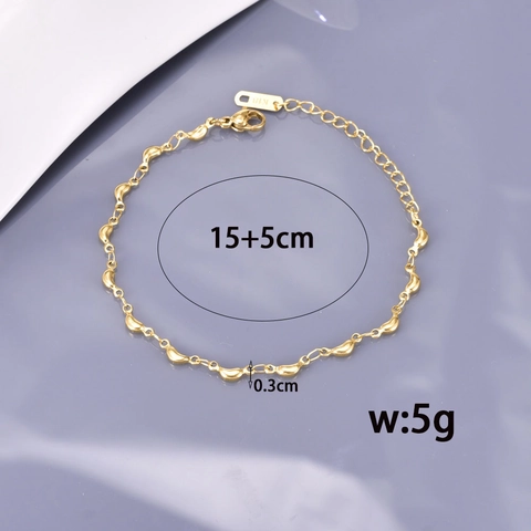 Bracciale A Catena Con Fagioli Magici Retro Acciaio Al Titanio Placcato Oro 18K Gioielli Eleganti Geometrici Donna Regolabile