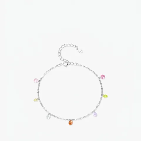 925 Sterling Silver Bracelet Colorful Crystal Zircon Round Geometric Sweet Minimalist Jewelry Gift For Women Girls