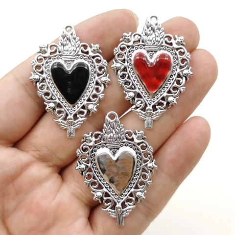 Ciondoli Sacro Cuore In Lega Di Zinco Retrò Per Creazione Gioielli DIY Gotico Punk Teschio Angelo Cuore