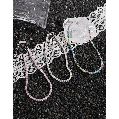 Tennis Bracelet 925 Sterling Silver Sparkling Cubic Zirconia Adjustable Extension Chain Elegant Jewelry For Women Gift