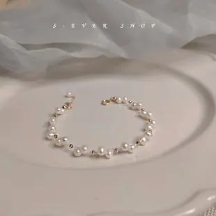 Handgefertigtes Gewebtes Süßwasserperlenarmband Mit 14K Goldgefüllten Perlen Vintage Verstellbarer Herz Mond Charme Schmuck Für Damen