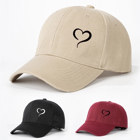 Baseball Cap Herz Stickerei Verstellbar Outdoor Sonnenschutz Polyester Freizeit Hut Für Damen Herren