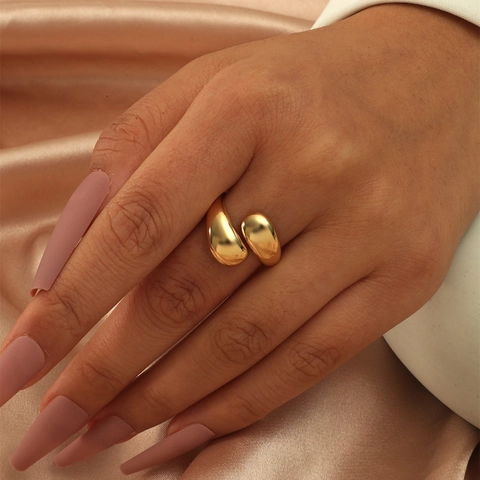 Minimalistischer Polierter Kupferring Verstellbar Offen Glatt Metall Fingerschmuck Für Damen Mode Geschenk