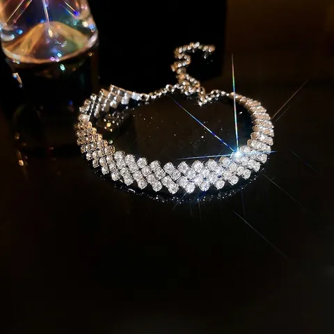 Luxury Multi Row Full Rhinestone Bracelet Alloy Adjustable Extension Chain Elegant Sparkly Wrist Jewelry For Women