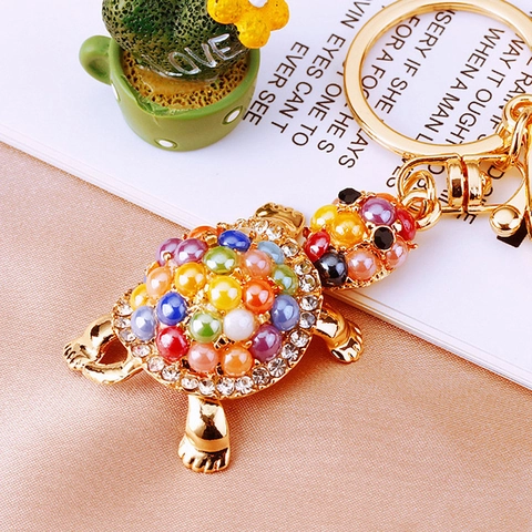 Turtle Elephant Animal Keychain Alloy Rhinestone Cat's Eye Stone Bag Charm Car Pendant Traditional Style Jewelry Women