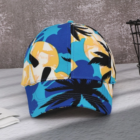 Tropical Palm Tree Print Baseball Cap Polyester Sonnenschutz Outdoor Strand Urlaub Verstellbare Peaked Hut Für Herren Damen