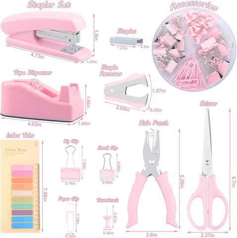 Forniture Da Ufficio Rosa Includono Cucitrice Forbici Dispenser Di Nastro Perforatrice E Graffette Per Studenti