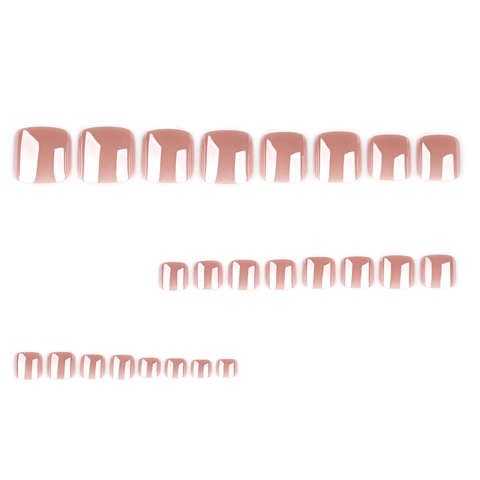 Press On Toenails Aurora Metallic Glossy Nude Pink Short Square Toe Nails For Women Elegant Pedicure Manicure ABS