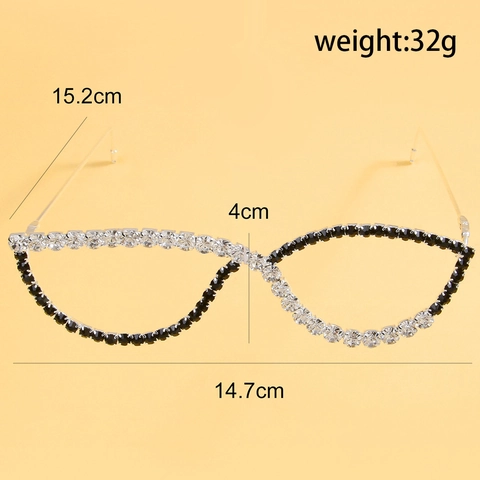 Women Rhinestone Decorative Glasses Frame Hollow Out Metal Crystal Star Shape Cat Eye Party Fashion Accessories