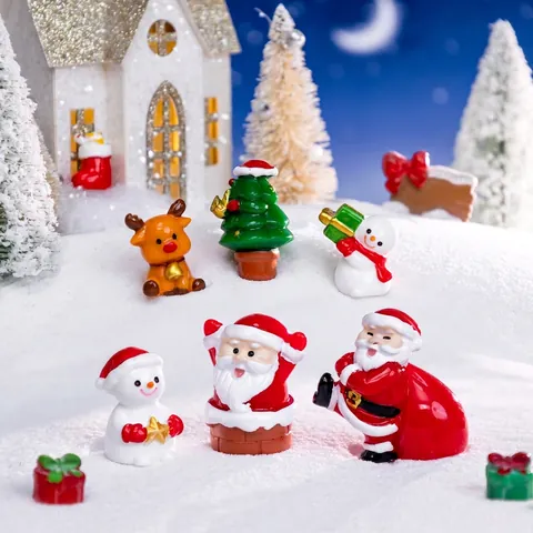 Figurine Di Natale Miniatura Resina Babbo Natale Renna Pupazzo Di Neve Ornamenti Micro Paesaggio Decorazione Tavolo DIY