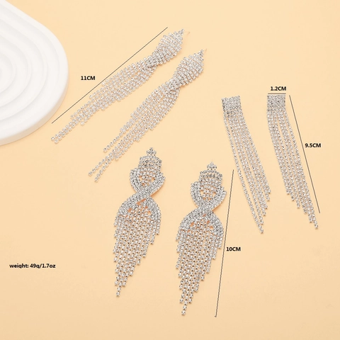 Orecchini a Goccia con Frange in Rame e Strass di Moda per Donna Eleganti Orecchini Lunghi per Banchetti Feste Matrimoni Gioielli