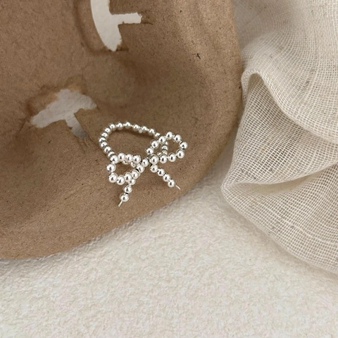 Anello In Argento Sterling 925 Con Fiocco Di Perline Minimalista Regolabile Aperto Gioielli Di Moda INS Per Donne