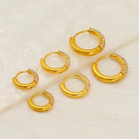 Orecchini A Cerchio Placcati Oro 18K Acciaio Inossidabile Strass Geometrico INS Moda Lusso Leggero Per Donna Elegante