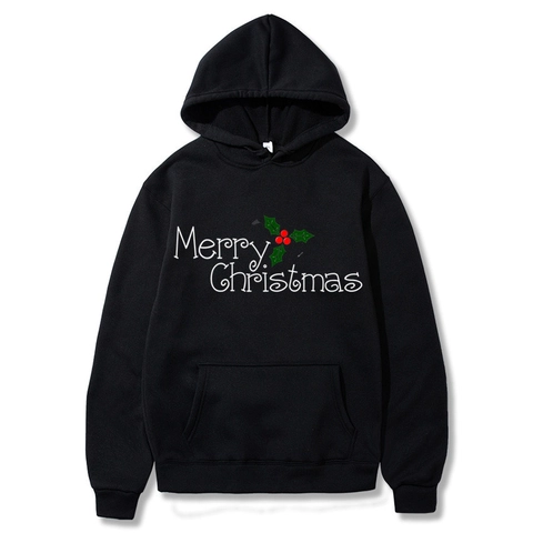 Merry Christmas Men Hoodie Pullover Polyester Fleece Lined Long Sleeve Kangaroo Pocket Winter Festive Casual