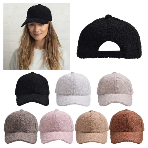 Solid Color Fleece Acrylic Baseball Cap For Women Winter Warm Windproof Outdoor Casual Adjustable Curved Brim Snapback Hat