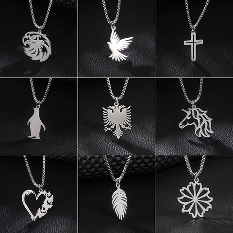 Collana Con Pendente Acciaio Inossidabile Hip Hop Animale Aquila Colomba Unicorno Pinguino Croce Stile Gioielli Uomo Donna