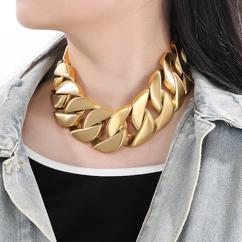 Heavy Duty Cuban Chain Necklace Stainless Steel Matte Brushed Finish Hip Hop Street Style Jewelry For Men Women
