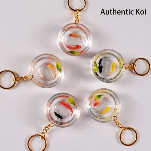 Portachiavi Creativo Acquario Koi Resina Ciotola Miniatura 3D Pesci Ciondolo Borsa Portafortuna Regalo