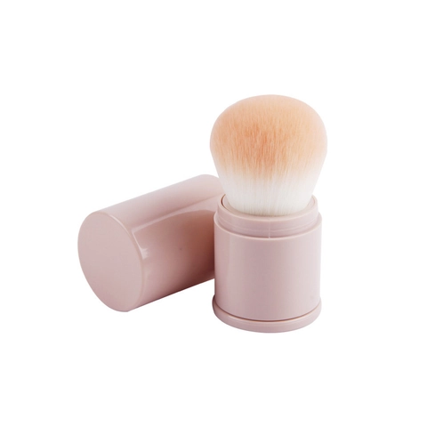 Ausziehbarer Make-up-Pinsel Tragbarer Rouge-Puder-Pinsel Weiche Kunstfaser-Pilzkopf Mit Deckel Rosa Mehrzweck