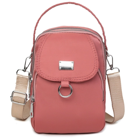 Sac Bandoulière en Tissu Oxford pour Femmes Poches Multiples Sac de Téléphone Portable Décontracté