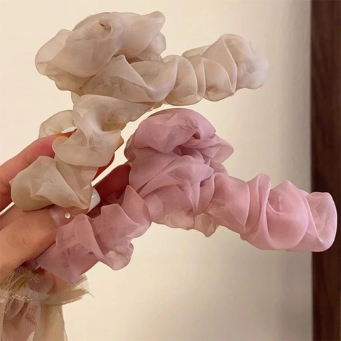 Große Haarkralle Plissiertes Netz Chiffon Shark Haarklammer Elegante Fee Hochsteckfrisur Haarnadel Kopfschmuck Für Frauen