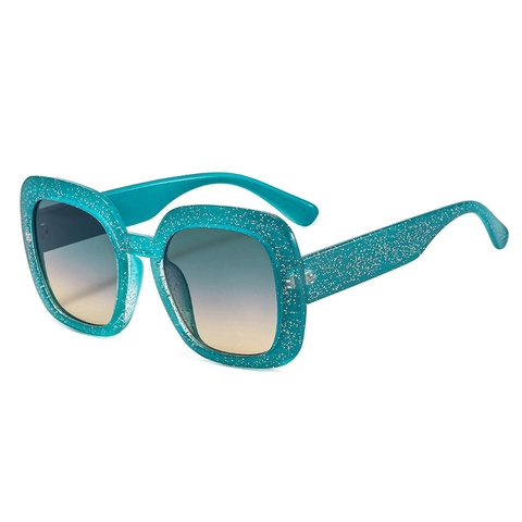 Gafas De Sol Cuadradas Grandes De Moda Montura PC Con Purpurina Protección UV400 Lentes Degradadas Para Mujer