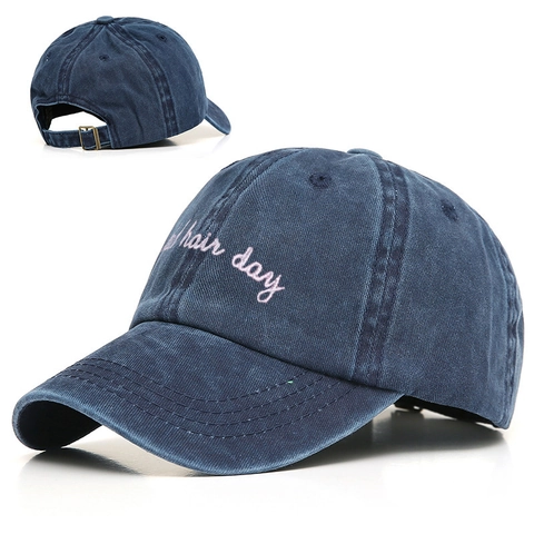 Cappello Da Baseball In Cotone Lavato Ricamato Bad Hair Day Foro Per Coda Di Cavallo Regolabile Berretto Vintage
