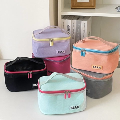 Borsa Da Trucco In Rete Nylon Traspirante Pochette Per Cosmetici Portatile Borsa Da Toilette Viaggio Per Donne