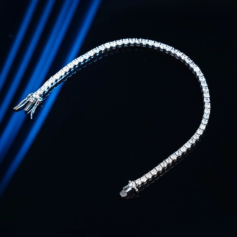 Tennis Bracelet 925 Sterling Silver Round Cut Sparkling Moissanite Dainty Minimalist Luxury Jewelry Gift For Women Girls