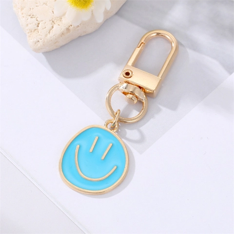 Llavero Colgante Cara Sonriente Redonda Aleación Esmalte Expresión Colorida Accesorio De Bolso Para Mujeres