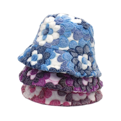 Cappello Da Pescatore Invernale Caldo Ecopelliccia Peluche Motivo Floreale All Aperto Cappello A Bacino Moda