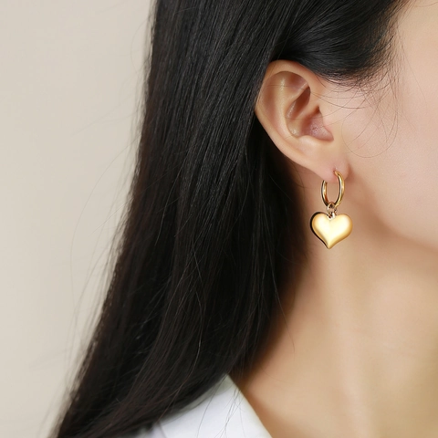 Stainless Steel Hoop Earrings For Women Gold Plated Star Heart Flower Drop Charms Minimalist Dangle Ear Jewelry