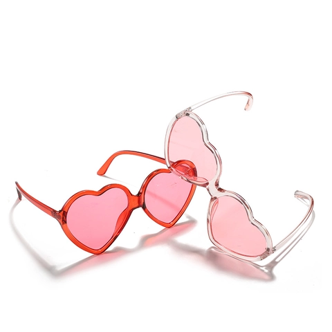 Heart Shaped Sunglasses UV400 Protection Jelly Color PC Plastic Retro Trendy Eyewear For Party Festival Outdoor