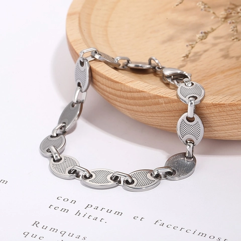 Titaniumstaal Varkensneus Armband Voor Vrouwen Trendy Koffieboon Ketting Goud Zilver Elegant Mode Sieraden