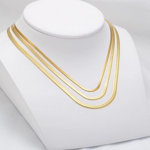 Collana a Lisca di Pesce in Acciaio Inossidabile Minimalista per Donna Oro Colore Acciaio Piatto Girocollo Regalo Gioielli