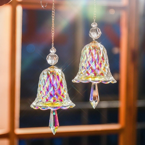 Crystal Wind Chime Hanging Bell Suncatcher Glass Iridescent Prism Rainbow Maker For Window Home Garden Decor
