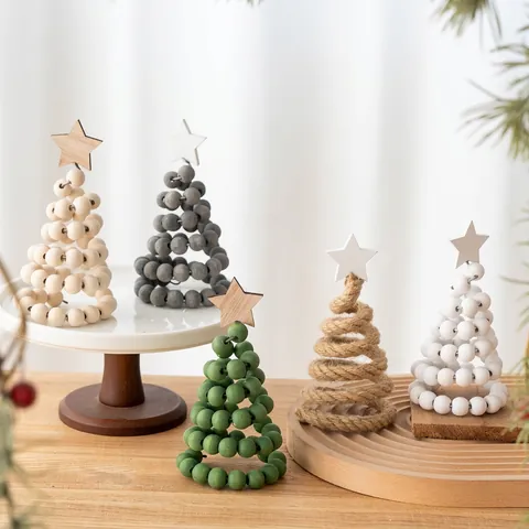 Décorations De Table Sapin De Noël En Perles De Bois Nordique Minimaliste Spirale En Corde De Chanvre