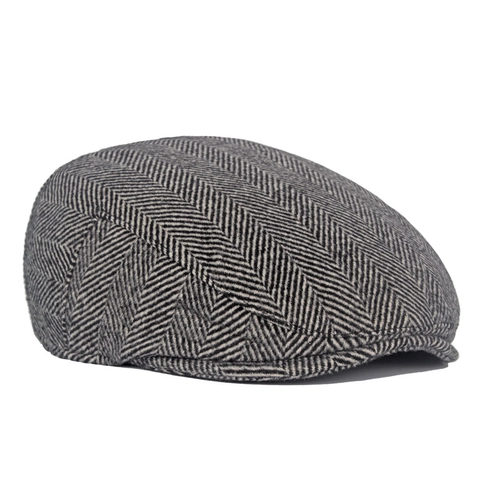Men Newsboy Cap Wolmix Tweed Visgraat Platte Hoed Britse Retro Ivy Caps Warme Winter Accessoires Voor Heren