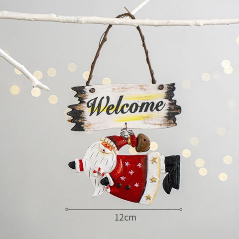 Weihnachtsmann Welcome Schild Hängeornament Harz Retro Festliche Weihnachtsbaum Dekoration Haus Tür Wanddekor Neuheit
