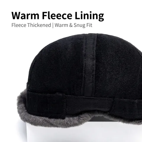 Winter Baseball Cap With Ear Flaps Warm Fleece Lined Herringbone Tweed Windproof Outdoor Casual Adjustable Hat Men