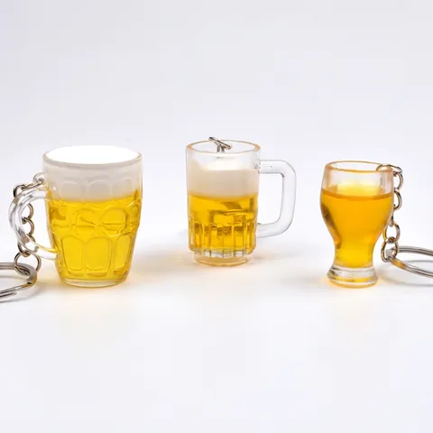 Simulation Mini Beer Mug Keychain Realistic Resin Beverage Pendant Miniature Drink Mug Accessory For Bag Backpack