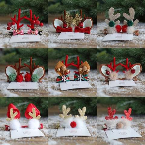 Weihnachts Haarklammern Rentier Geweih Haarnadeln Plüsch Filz Hut Schleife Festliche Party Haar Accessoires Kinder Mädchen